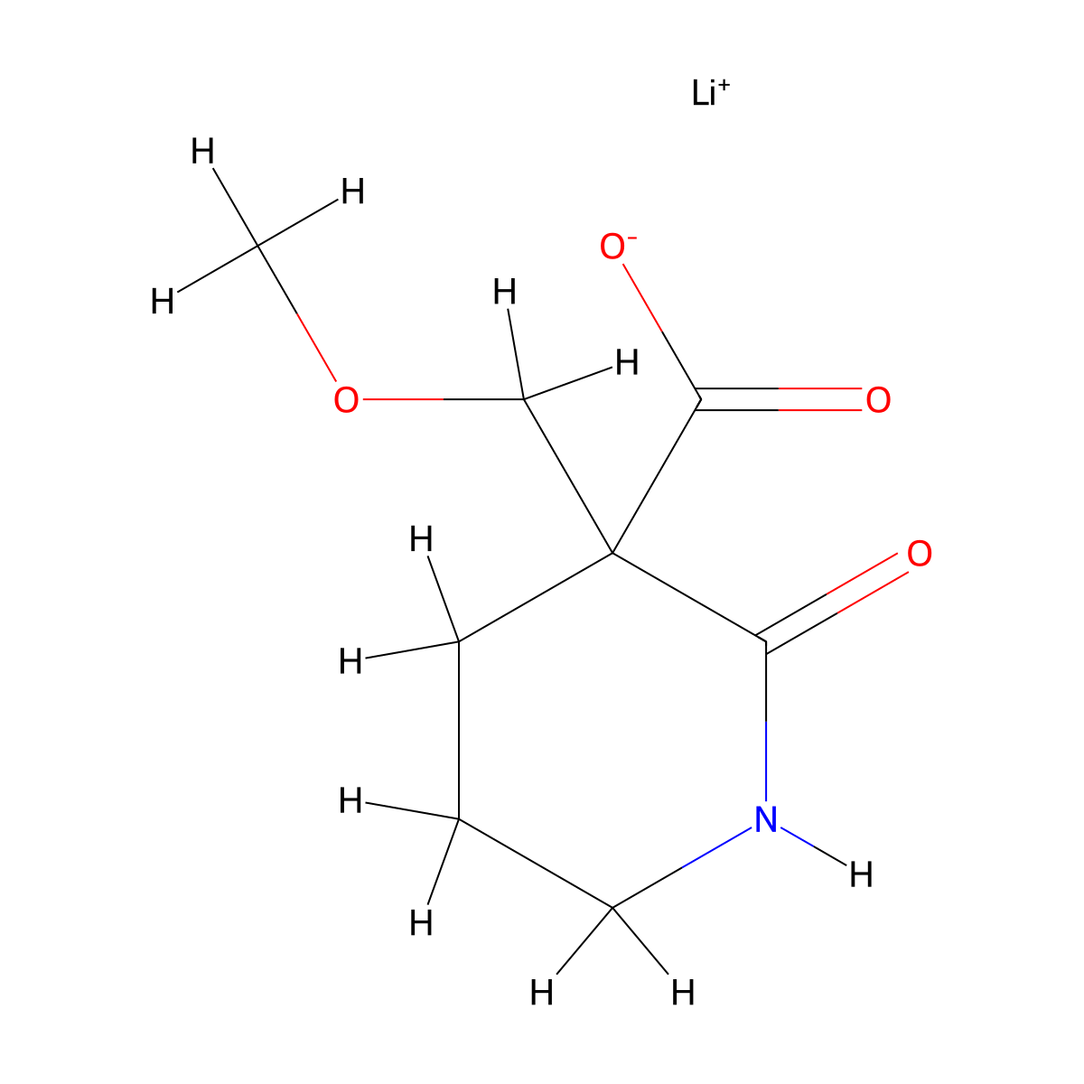 Lithio 3-(methoxymethyl)-2-oxopiperidine-3-carboxylate molecular structure, CAS 2763602-75-9