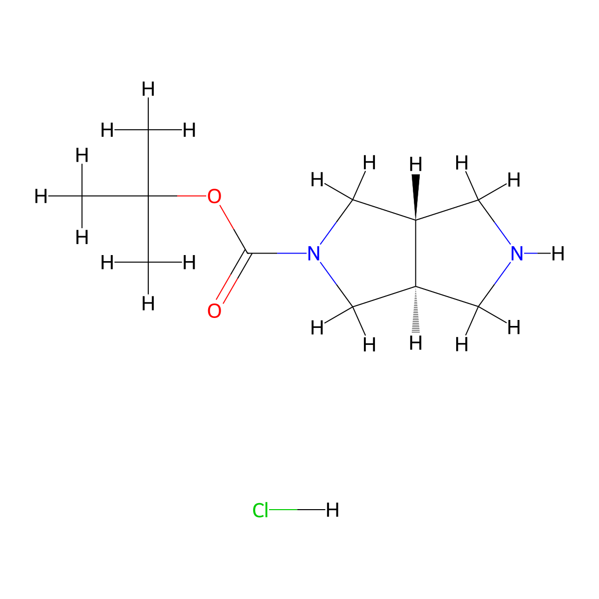 tert-butyl (3aS,6aS)-hexahydropyrrolo[3,4-c]pyrrole-2(1H)-carboxylate hydrochloride molecular structure, CAS 2763643-86-1