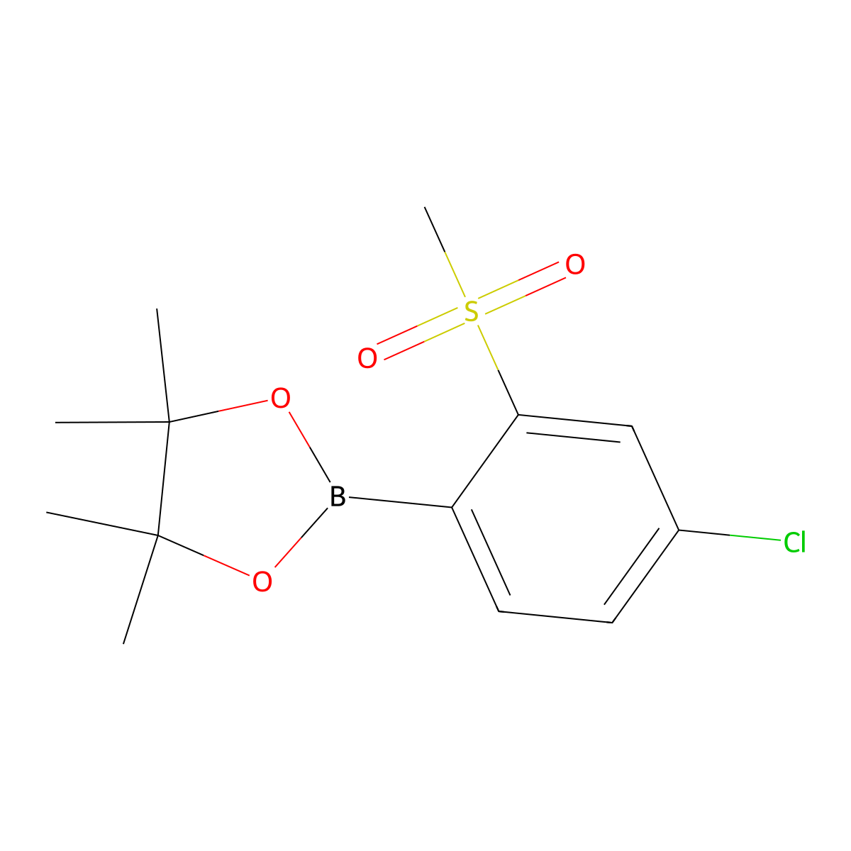 2-(4-Chloro-2-(methylsulfonyl)phenyl)-4,4,5,5-tetramethyl-1,3,2-dioxaborolane molecular structure, CAS 2763647-53-4