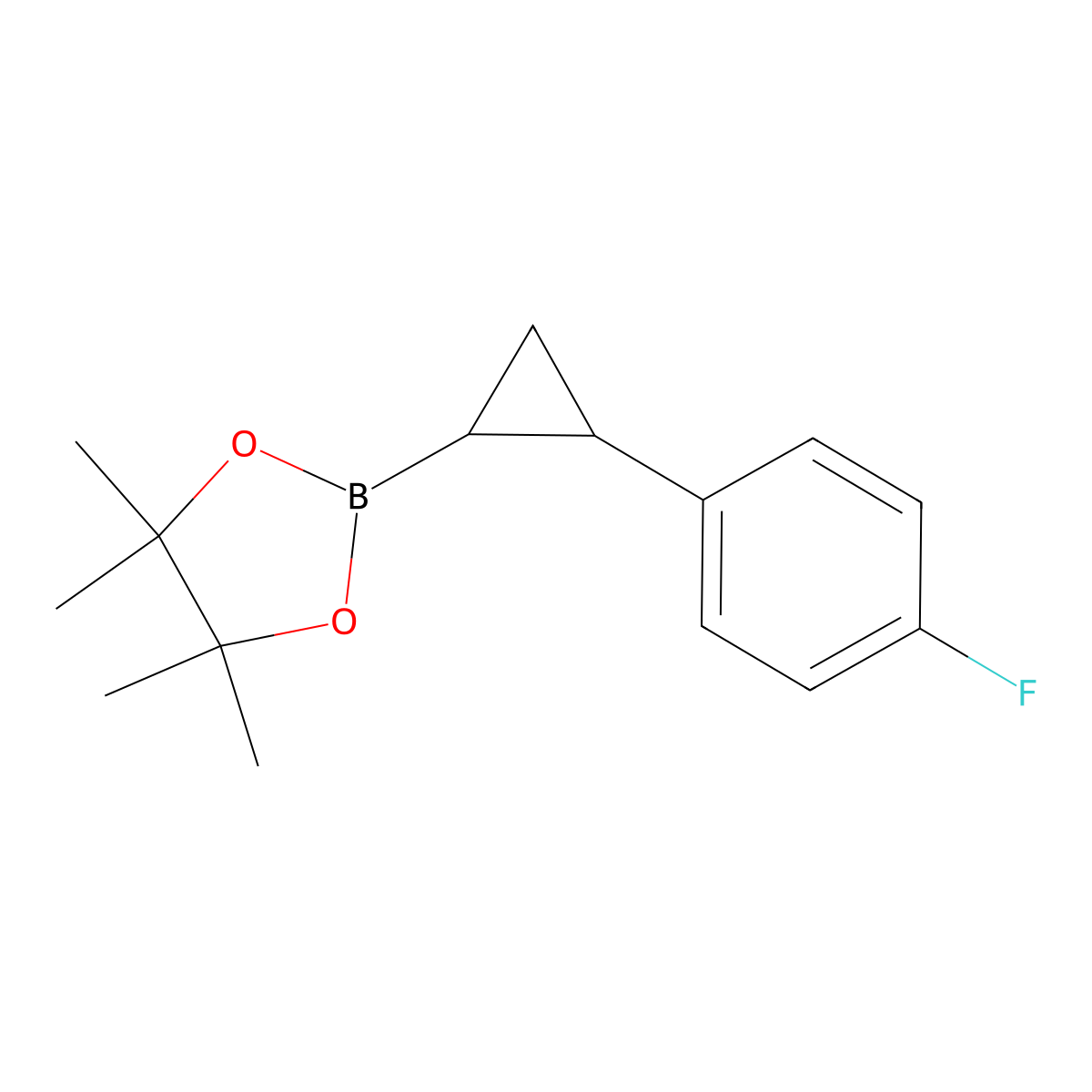 2-[2-(4-Fluorophenyl)cyclopropyl]-4,4,5,5-tetramethyl-1,3,2-dioxaborolane molecular structure, CAS 2763710-64-9