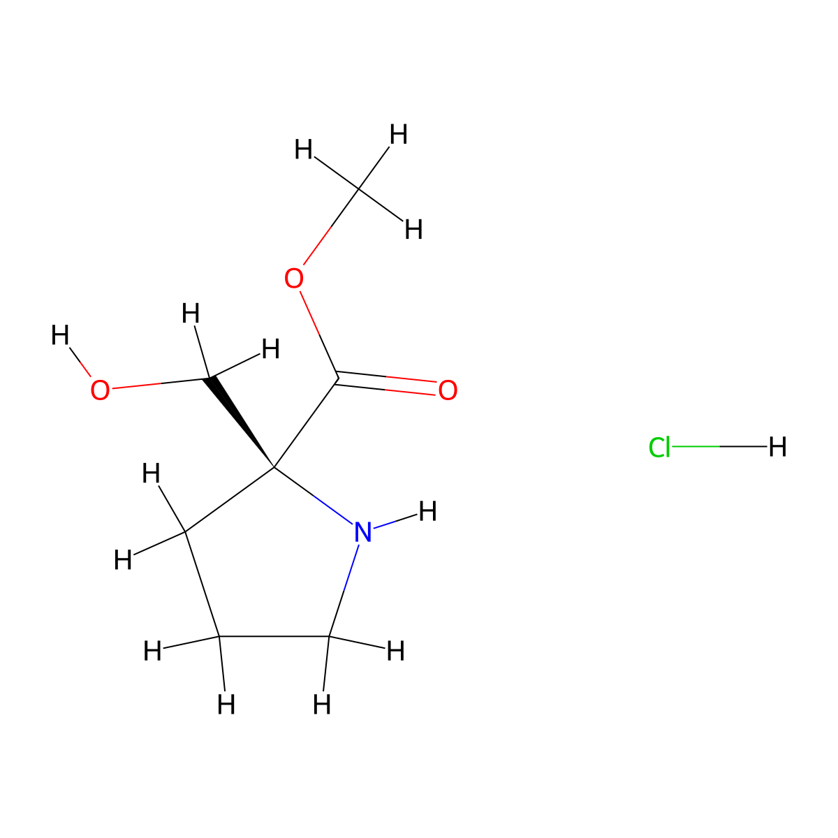 methyl (2S)-2-(hydroxymethyl)pyrrolidine-2-carboxylate hydrochloride molecular structure, CAS 2763740-62-9