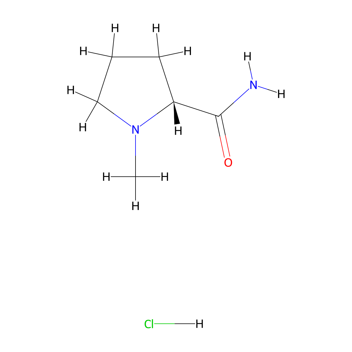 (2R)-1-methylpyrrolidine-2-carboxamide hydrochloride molecular structure, CAS 2763740-67-4