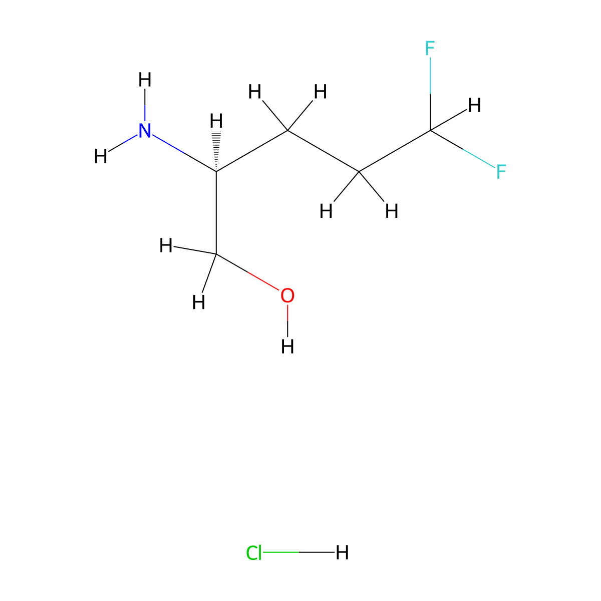 (2S)-2-amino-5,5-difluoropentan-1-ol hydrochloride molecular structure, CAS 2763740-69-6