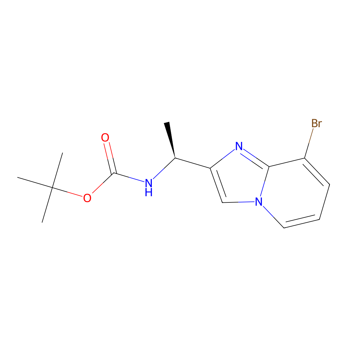 tert-butyl N-[(1S)-1-{8-bromoimidazo[1,2-a]pyridin-2-yl}ethyl]carbamate molecular structure, CAS 2763740-73-2