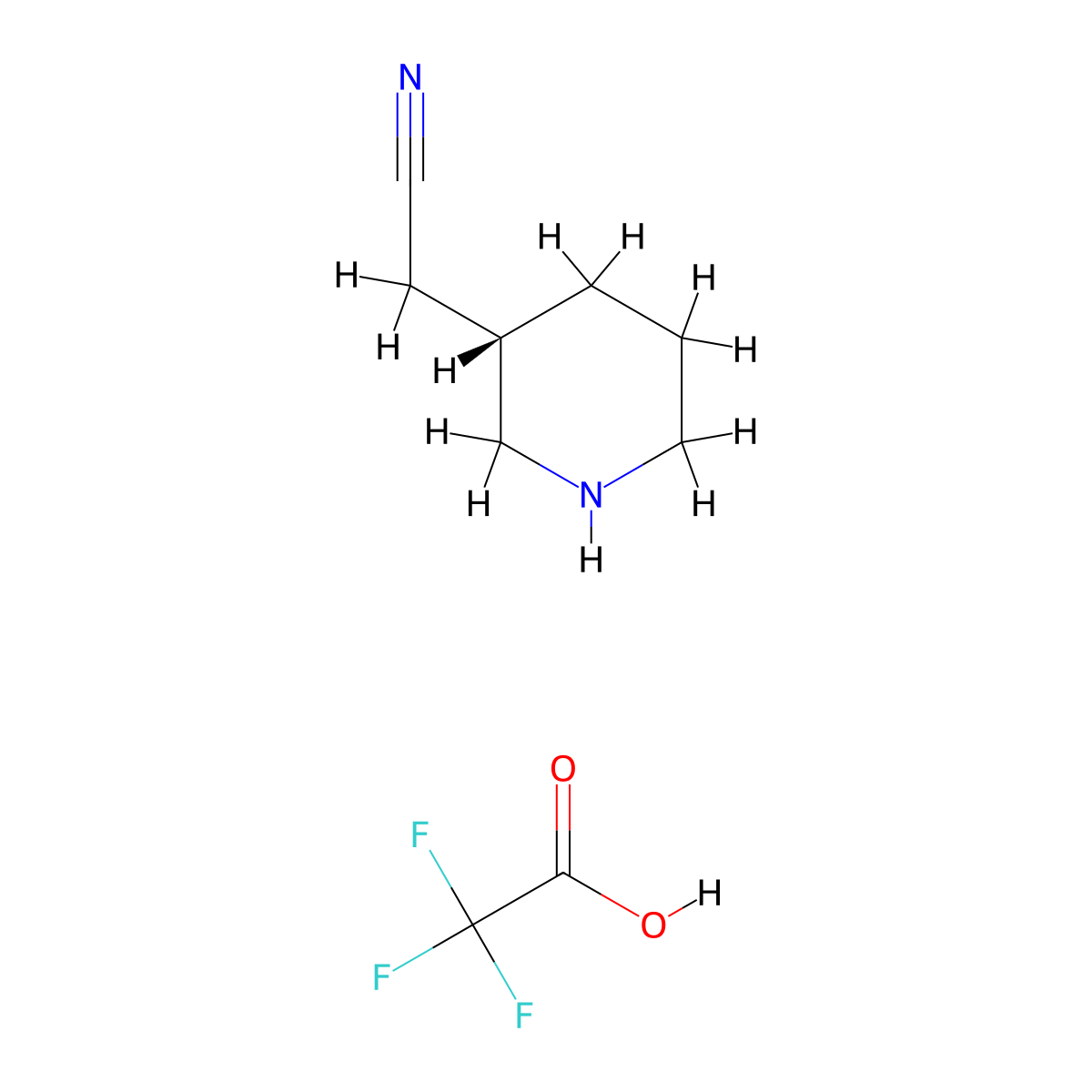 2-[(3S)-piperidin-3-yl]acetonitrile, trifluoroacetic acid molecular structure, CAS 2763740-76-5