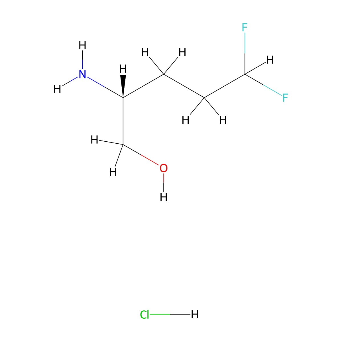 (2R)-2-amino-5,5-difluoropentan-1-ol hydrochloride molecular structure, CAS 2763740-85-6