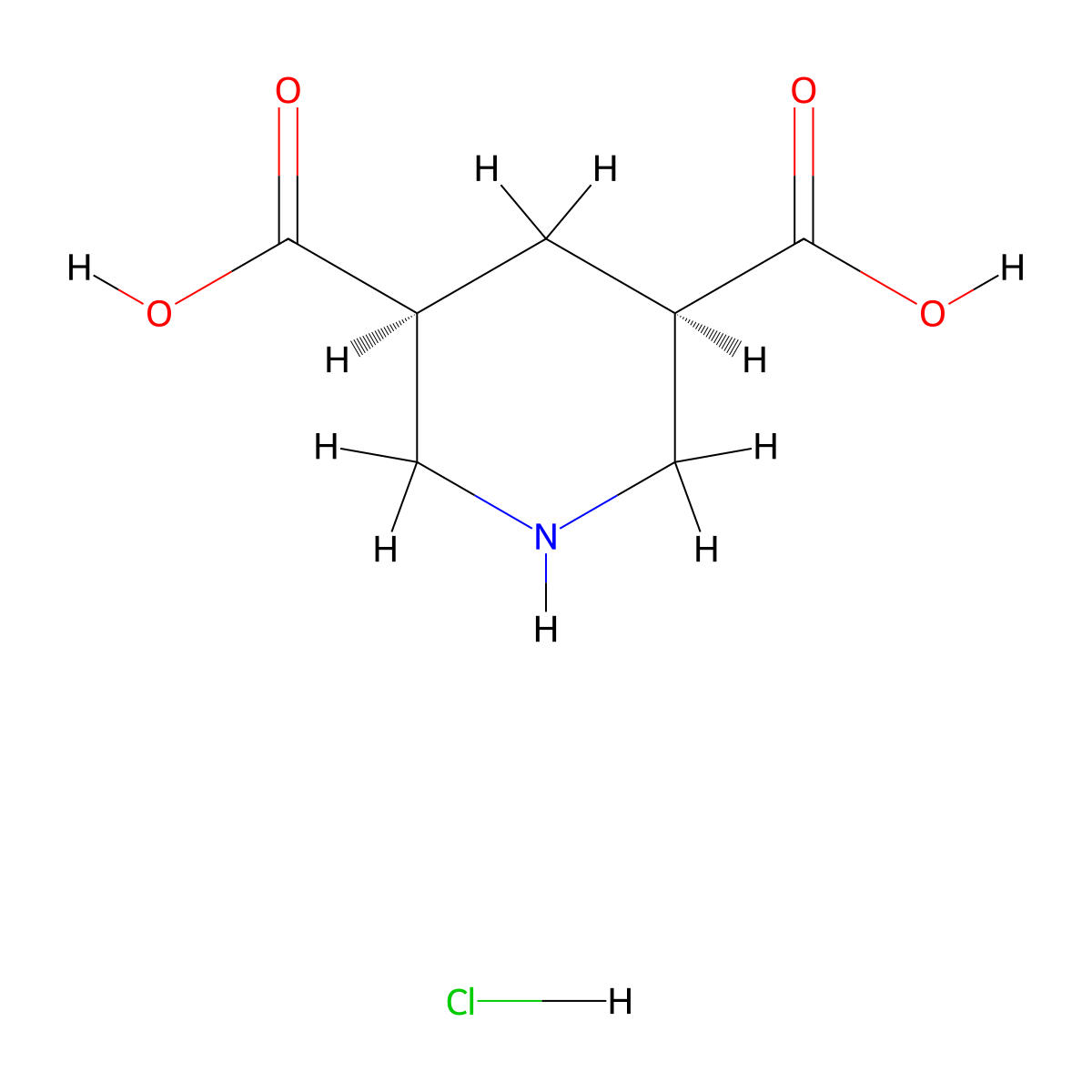 (3R,5S)-piperidine-3,5-dicarboxylic acid hydrochloride, cis molecular structure, CAS 2763740-88-9
