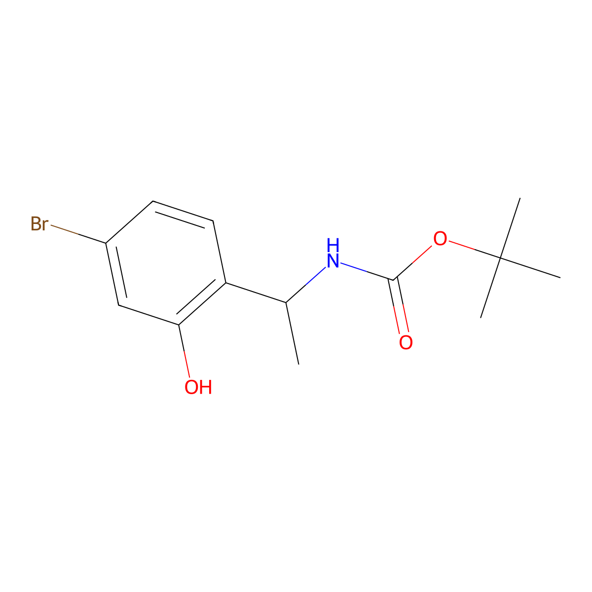 tert-butyl N-[(1S)-1-(4-bromo-2-hydroxyphenyl)ethyl]carbamate molecular structure, CAS 2763740-89-0