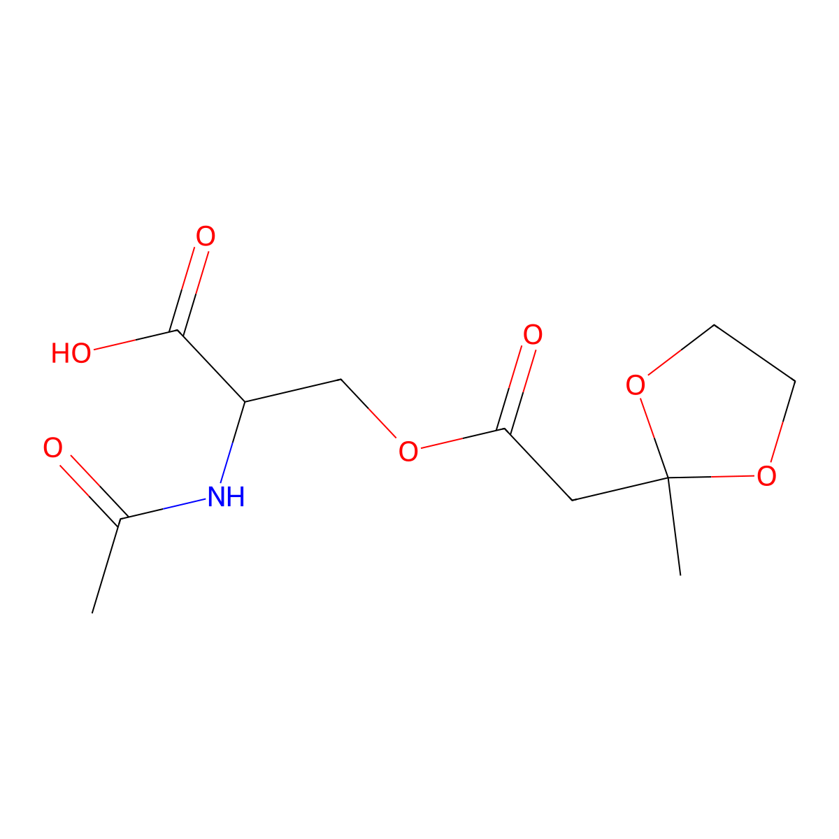 (2S)-2-acetamido-3-{[2-(2-methyl-1,3-dioxolan-2-yl)acetyl]oxy}propanoic acid molecular structure, CAS 2763740-90-3