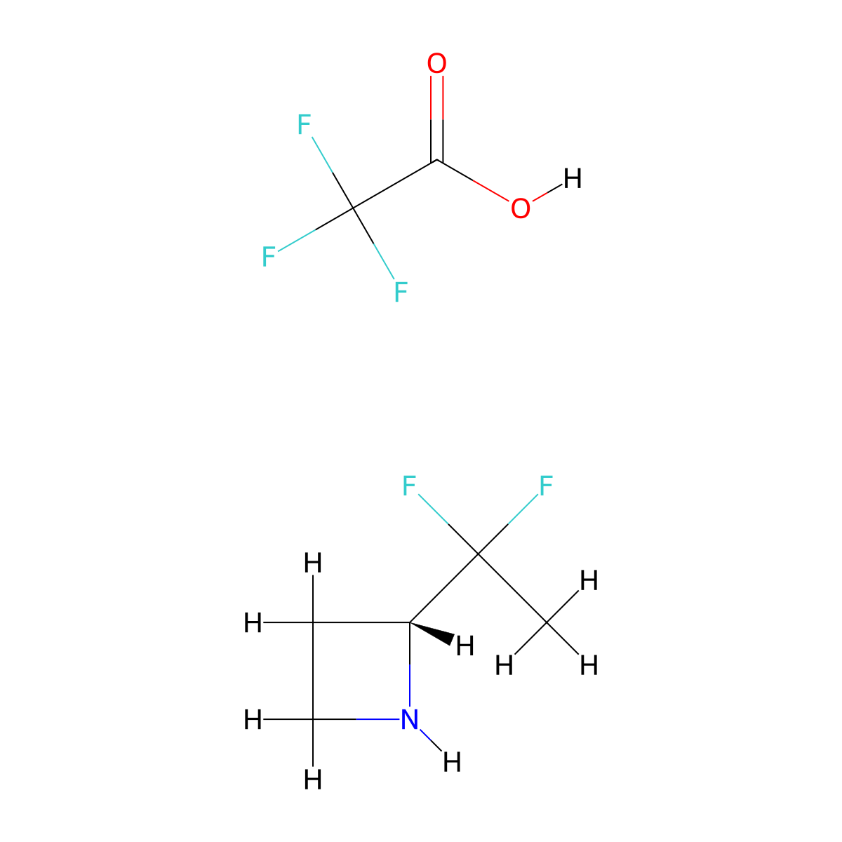 (2R)-2-(1,1-difluoroethyl)azetidine, trifluoroacetic acid molecular structure, CAS 2763740-93-6