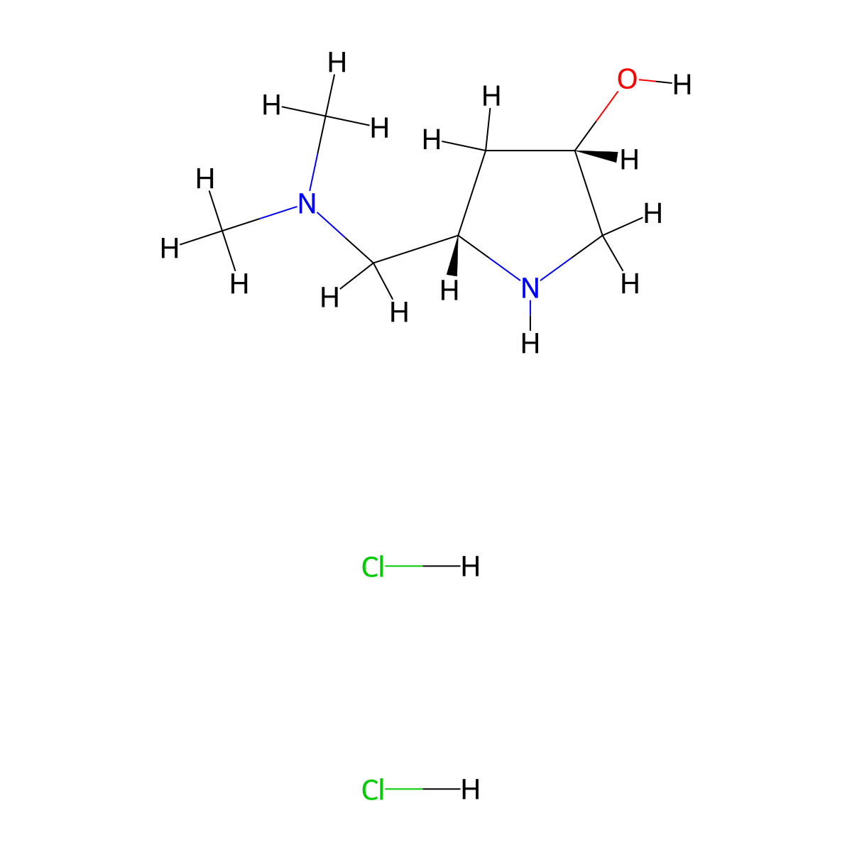 (3S,5S)-5-[(dimethylamino)methyl]pyrrolidin-3-ol dihydrochloride molecular structure, CAS 2763741-17-7