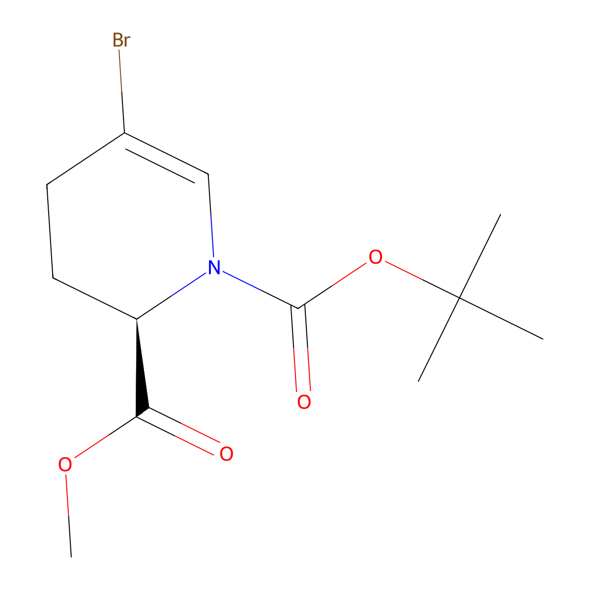 1-tert-butyl 2-methyl (2R)-5-bromo-1,2,3,4-tetrahydropyridine-1,2-dicarboxylate molecular structure, CAS 2763741-35-9