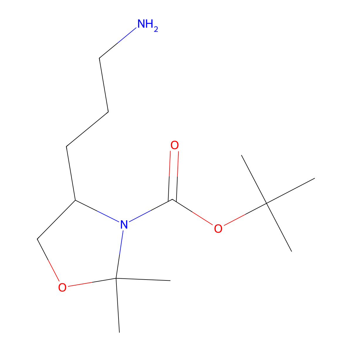 tert-butyl (4S)-4-(3-aminopropyl)-2,2-dimethyl-1,3-oxazolidine-3-carboxylate molecular structure, CAS 2763741-42-8