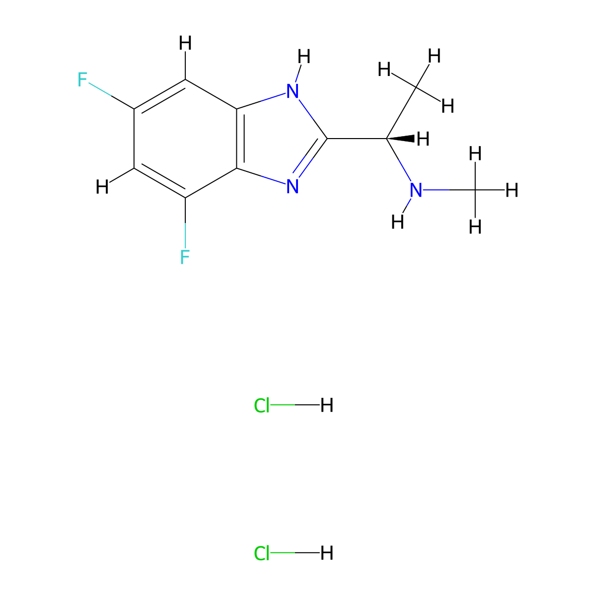 [(1S)-1-(5,7-difluoro-1H-1,3-benzodiazol-2-yl)ethyl](methyl)amine dihydrochloride molecular structure, CAS 2763741-49-5