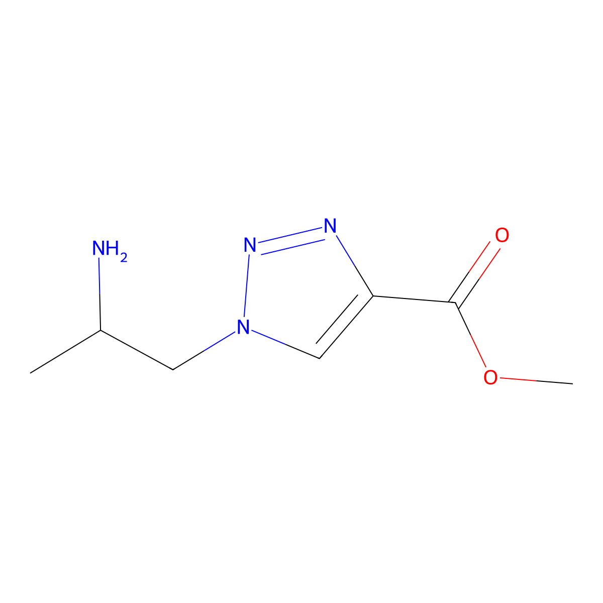 methyl 1-[(2R)-2-aminopropyl]-1H-1,2,3-triazole-4-carboxylate molecular structure, CAS 2763741-54-2
