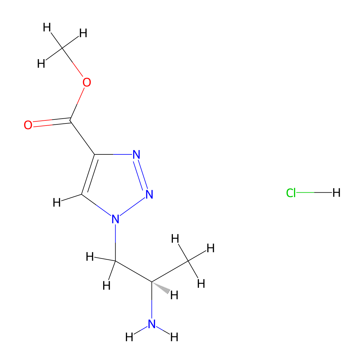 methyl 1-[(2R)-2-aminopropyl]-1H-1,2,3-triazole-4-carboxylate hydrochloride molecular structure, CAS 2763741-55-3