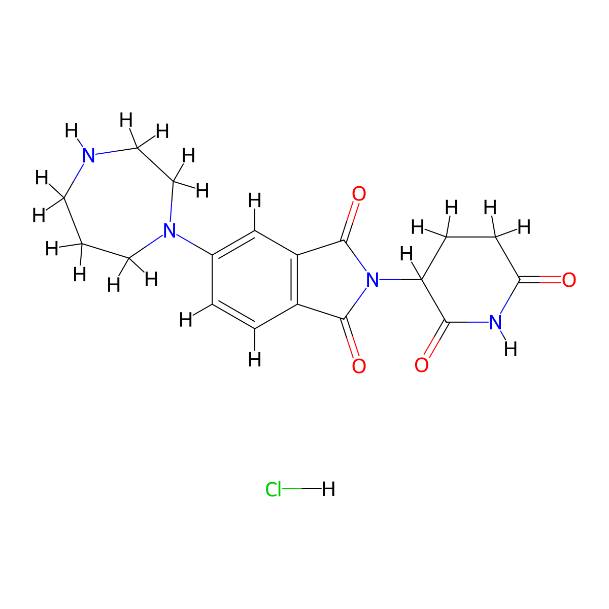 5-(1,4-diazepan-1-yl)-2-(2,6-dioxopiperidin-3-yl)-2,3-dihydro-1H-isoindole-1,3-dione hydrochloride molecular structure, CAS 2763749-12-6