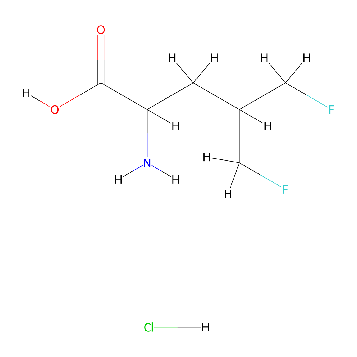 2-Amino-5-fluoro-4-(fluoromethyl)pentanoic acid hydrochloride molecular structure, CAS 2763749-27-3