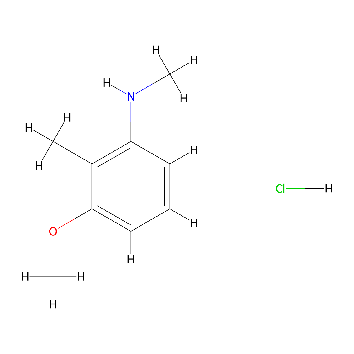3-methoxy-N,2-dimethylaniline hydrochloride molecular structure, CAS 2763749-33-1