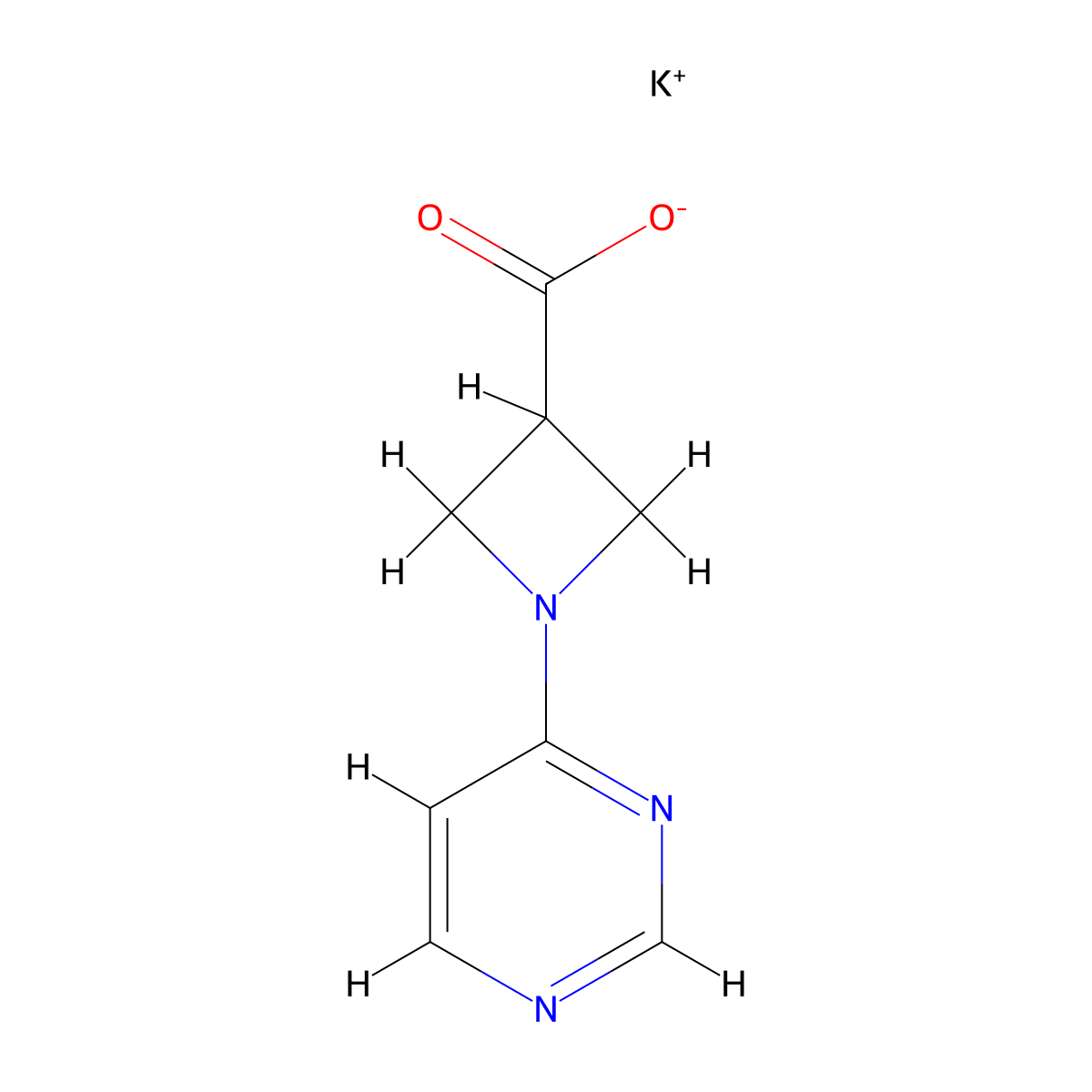 Potassium 1-(pyrimidin-4-yl)azetidine-3-carboxylate molecular structure, CAS 2763749-37-5