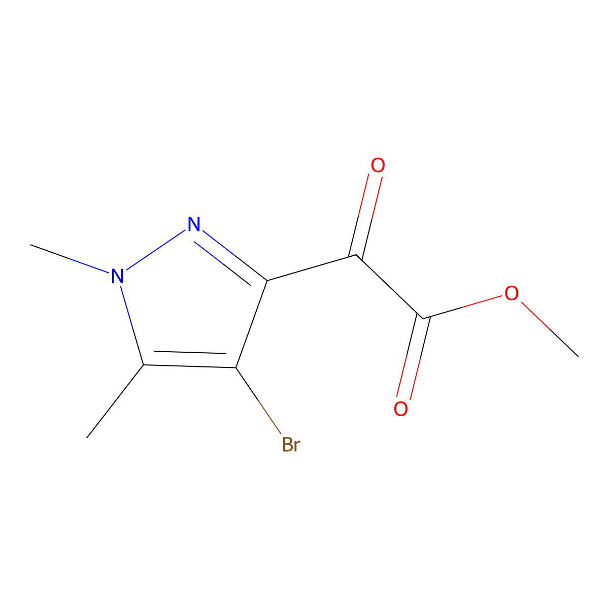 methyl 2-(4-bromo-1,5-dimethyl-1H-pyrazol-3-yl)-2-oxoacetate molecular structure, CAS 2763749-45-5