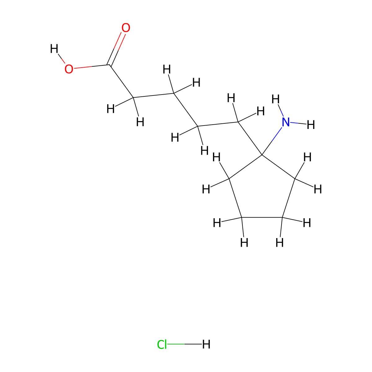 5-(1-Aminocyclopentyl)pentanoic acid hydrochloride molecular structure, CAS 2763749-51-3