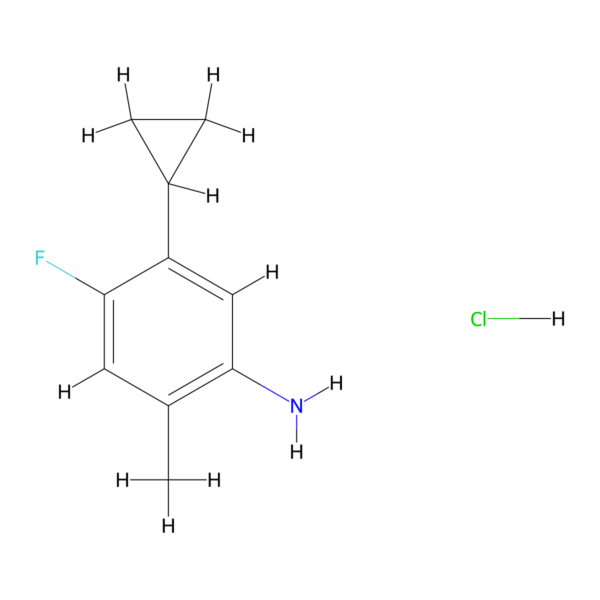 5-Cyclopropyl-4-fluoro-2-methylaniline hydrochloride molecular structure, CAS 2763749-58-0