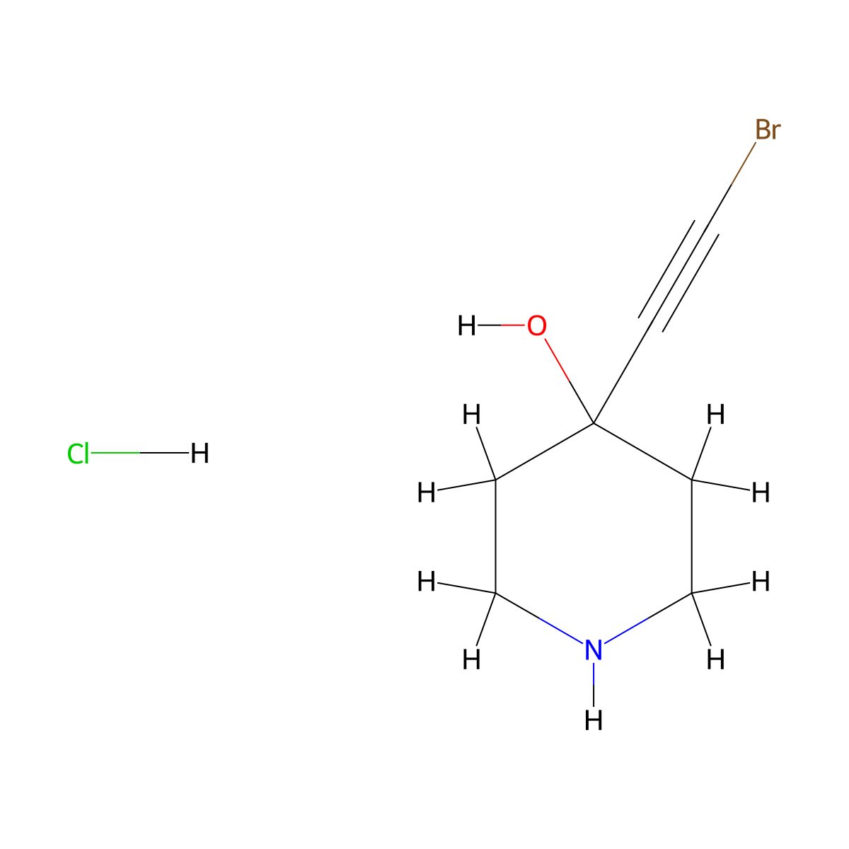 4-(2-Bromoethynyl)piperidin-4-ol hydrochloride molecular structure, CAS 2763749-64-8