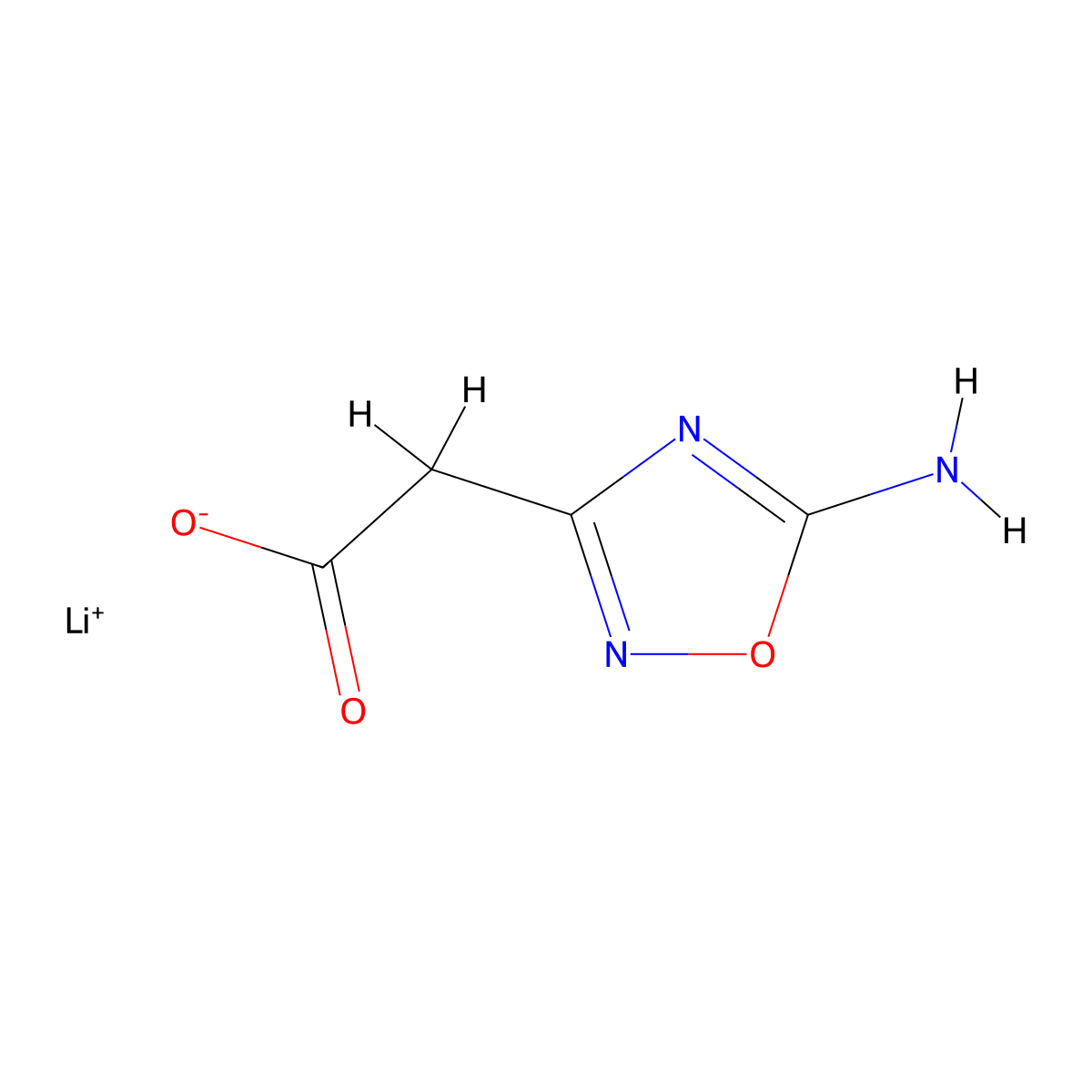 Lithium(1+) 2-(5-amino-1,2,4-oxadiazol-3-yl)acetate molecular structure, CAS 2763749-74-0
