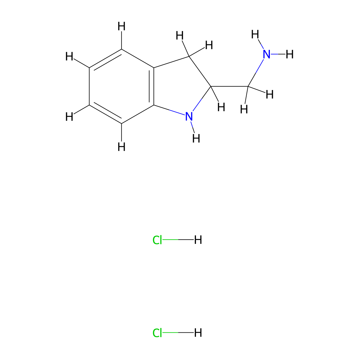 2,3-Dihydro-1H-indole-2-methanamine dihydrochloride molecular structure, CAS 2763749-81-9