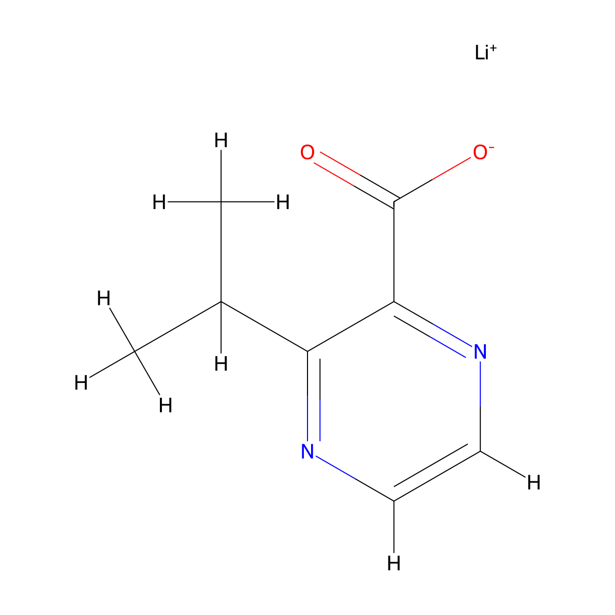Lithium(1+) 3-(propan-2-yl)pyrazine-2-carboxylate molecular structure, CAS 2763749-83-1