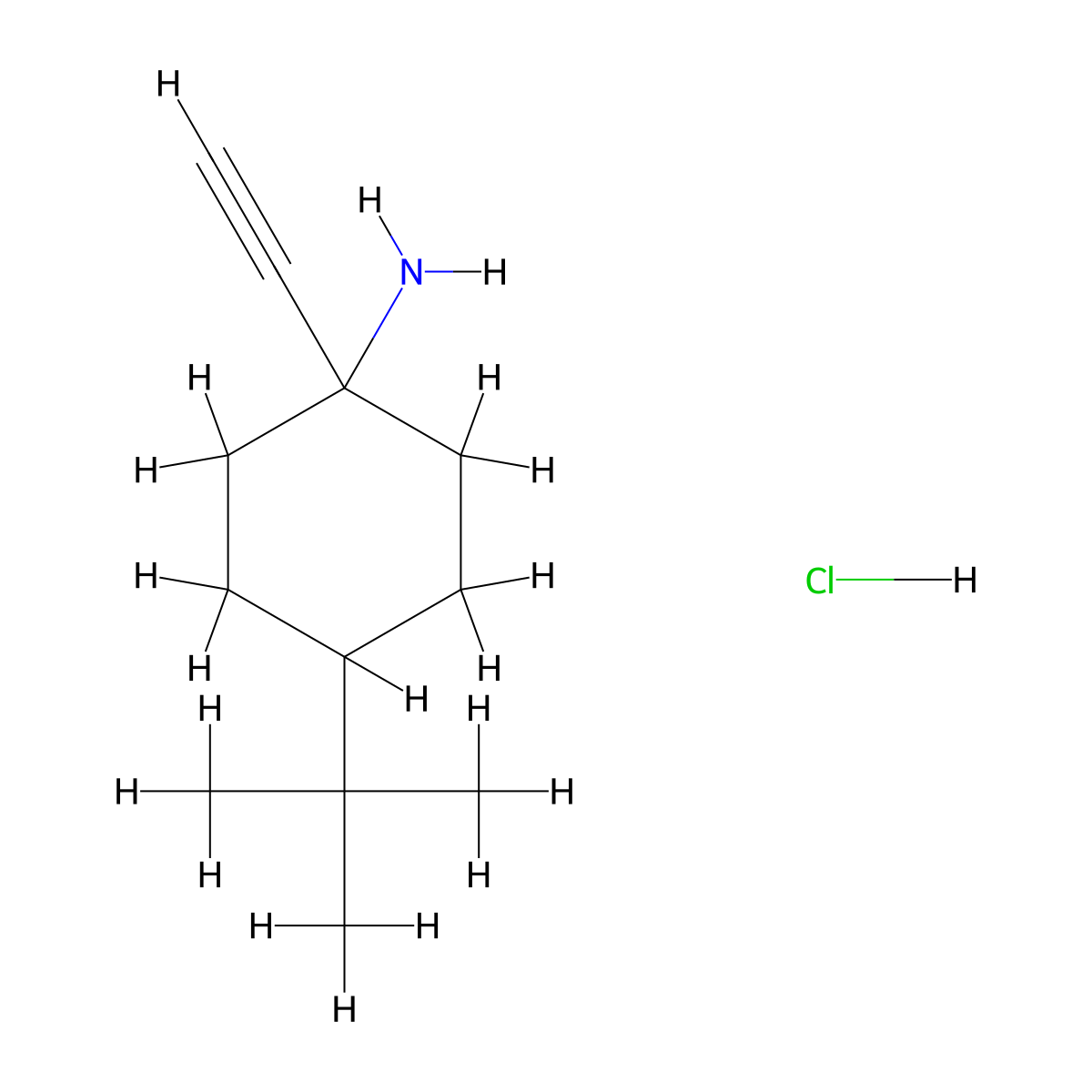 4-Tert-butyl-1-ethynylcyclohexan-1-amine hydrochloride molecular structure, CAS 2763749-86-4