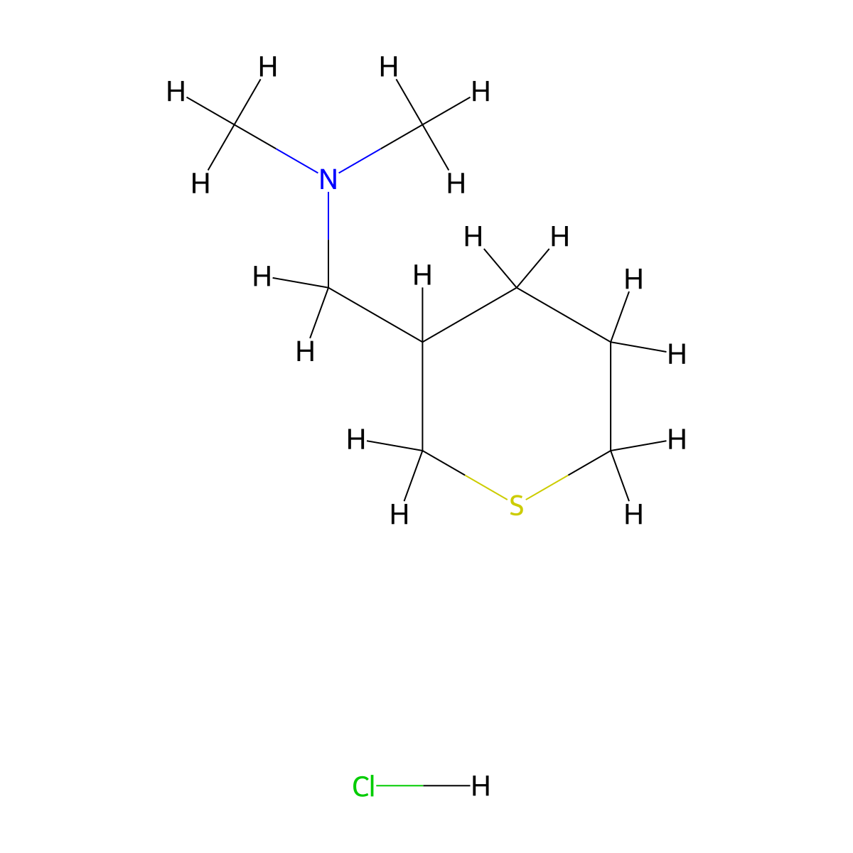Dimethyl[(thian-3-yl)methyl]amine hydrochloride molecular structure, CAS 2763749-99-9