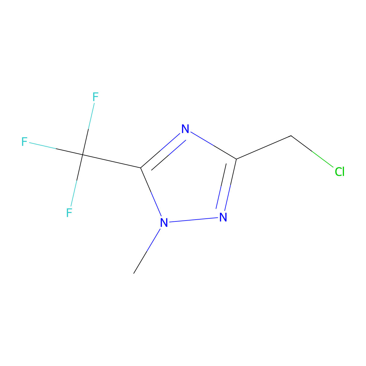 3-(chloromethyl)-1-methyl-5-(trifluoromethyl)-1H-1,2,4-triazole molecular structure, CAS 2763750-04-3
