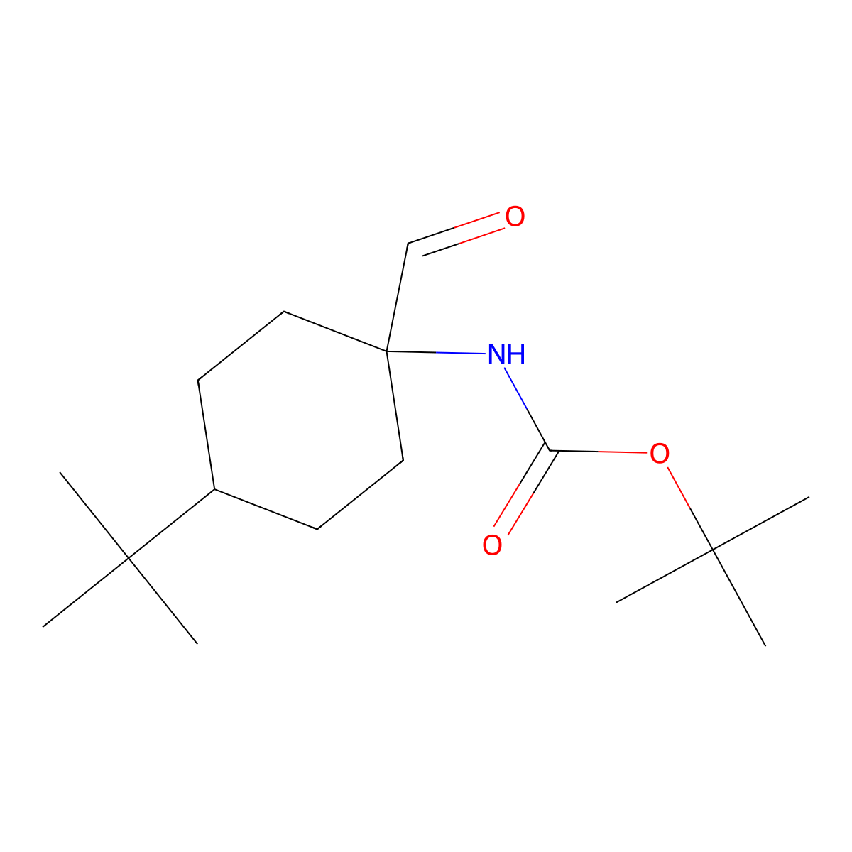 tert-butyl N-(4-tert-butyl-1-formylcyclohexyl)carbamate molecular structure, CAS 2763750-08-7