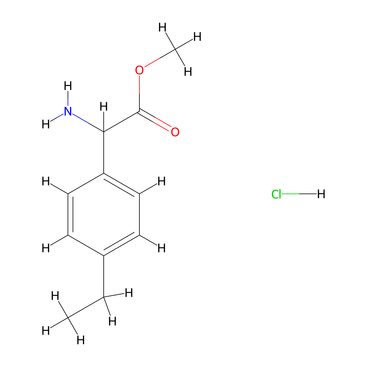 Methyl 2-amino-2-(4-ethylphenyl)acetate hydrochloride molecular structure, CAS 2763750-20-3