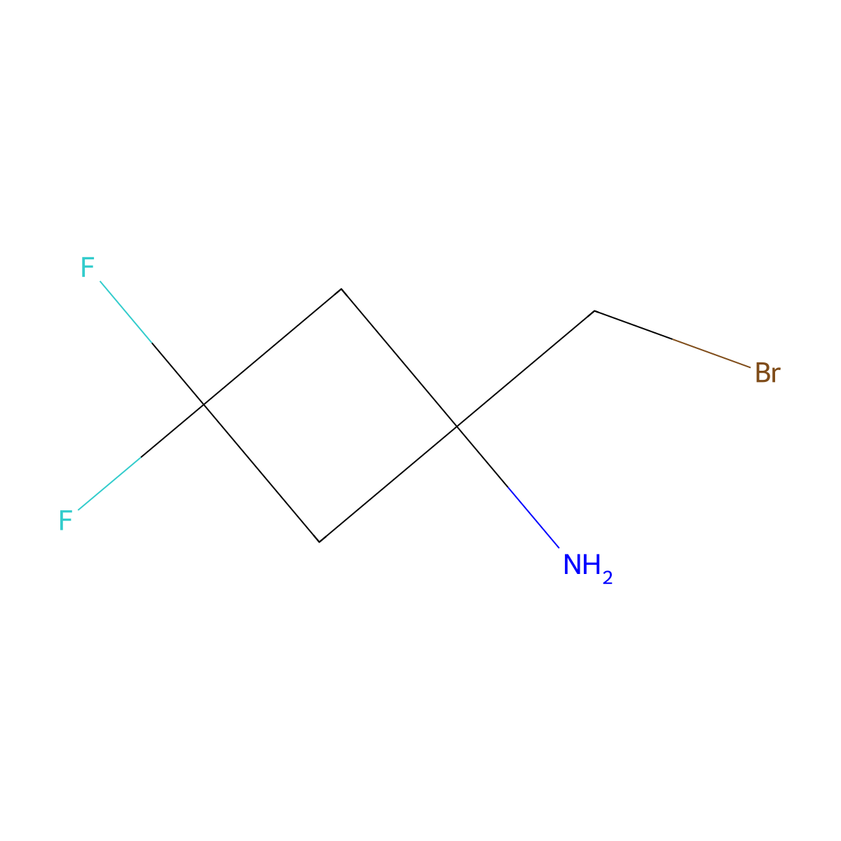 1-(Bromomethyl)-3,3-difluorocyclobutan-1-amine molecular structure, CAS 2763750-43-0