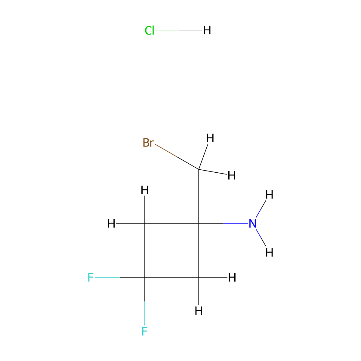 1-(Bromomethyl)-3,3-difluorocyclobutan-1-amine hydrochloride molecular structure, CAS 2763750-44-1