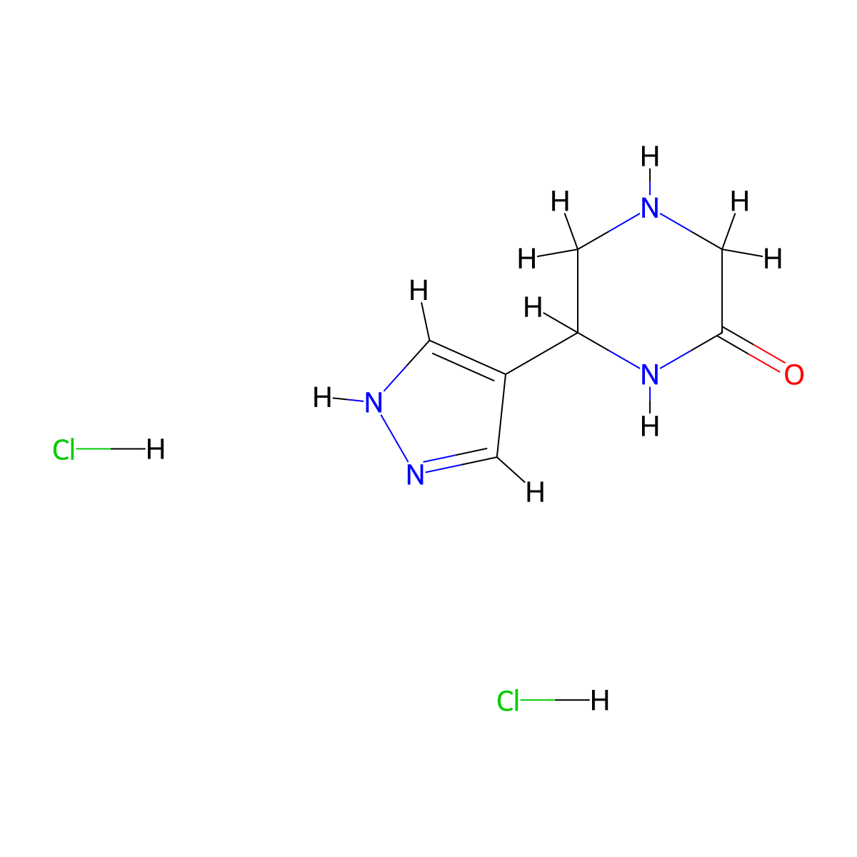 6-(1H-pyrazol-4-yl)piperazin-2-one dihydrochloride molecular structure, CAS 2763750-58-7