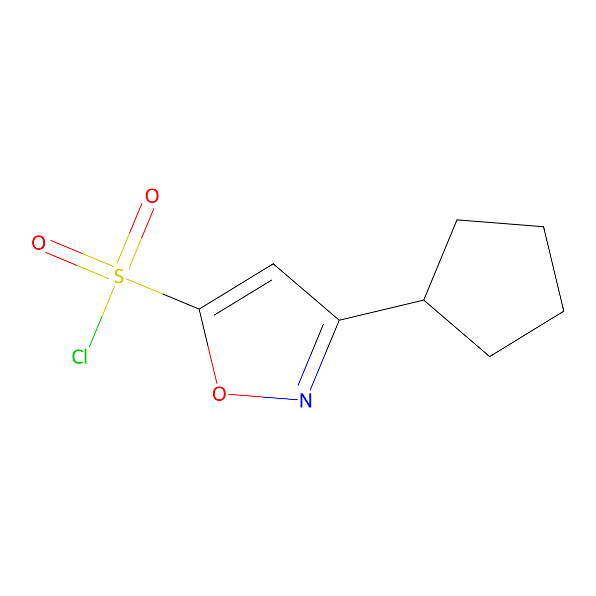 3-Cyclopentyl-1,2-oxazole-5-sulfonyl chloride molecular structure, CAS 2763750-68-9