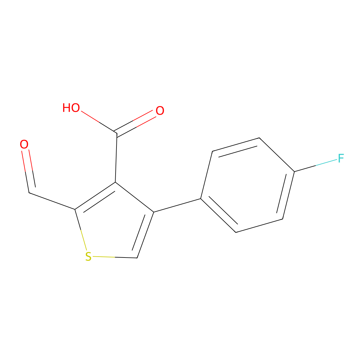 4-(4-Fluorophenyl)-2-formylthiophene-3-carboxylic acid molecular structure, CAS 2763750-72-5