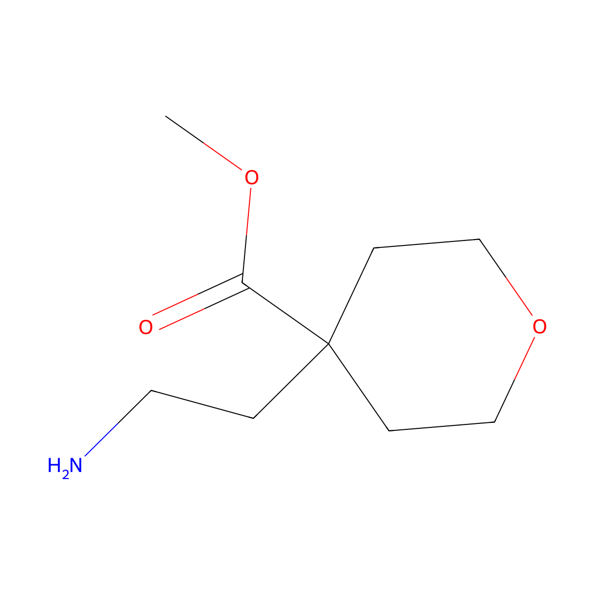 Methyl 4-(2-aminoethyl)oxane-4-carboxylate molecular structure, CAS 2763750-73-6