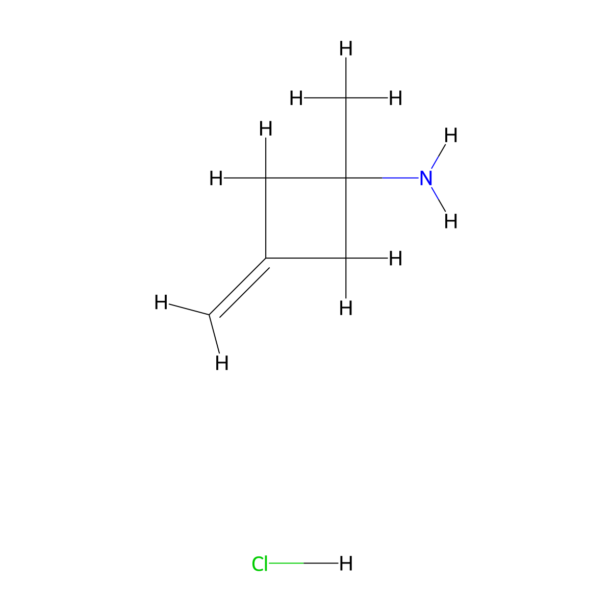 1-Methyl-3-methylidenecyclobutan-1-amine hydrochloride molecular structure, CAS 2763750-82-7