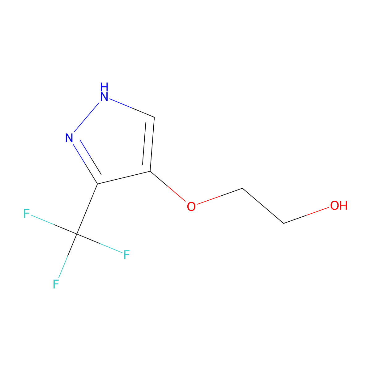 2-{[3-(trifluoromethyl)-1H-pyrazol-4-yl]oxy}ethan-1-ol molecular structure, CAS 2763750-88-3