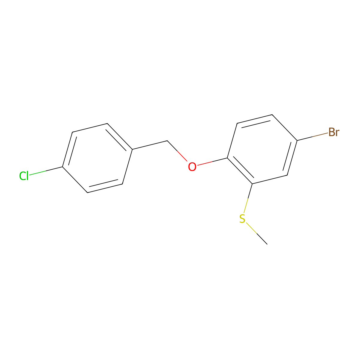 4-Bromo-1-[(4-chlorophenyl)methoxy]-2-(methylsulfanyl)benzene molecular structure, CAS 2763750-94-1