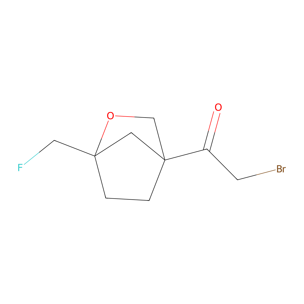 2-Bromo-1-[1-(fluoromethyl)-2-oxabicyclo[2.2.1]heptan-4-yl]ethan-1-one molecular structure, CAS 2763750-95-2