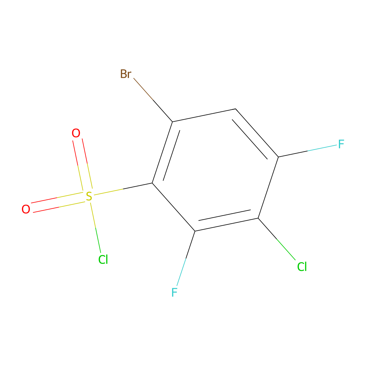 6-Bromo-3-chloro-2,4-difluorobenzene-1-sulfonyl chloride molecular structure, CAS 2763750-99-6