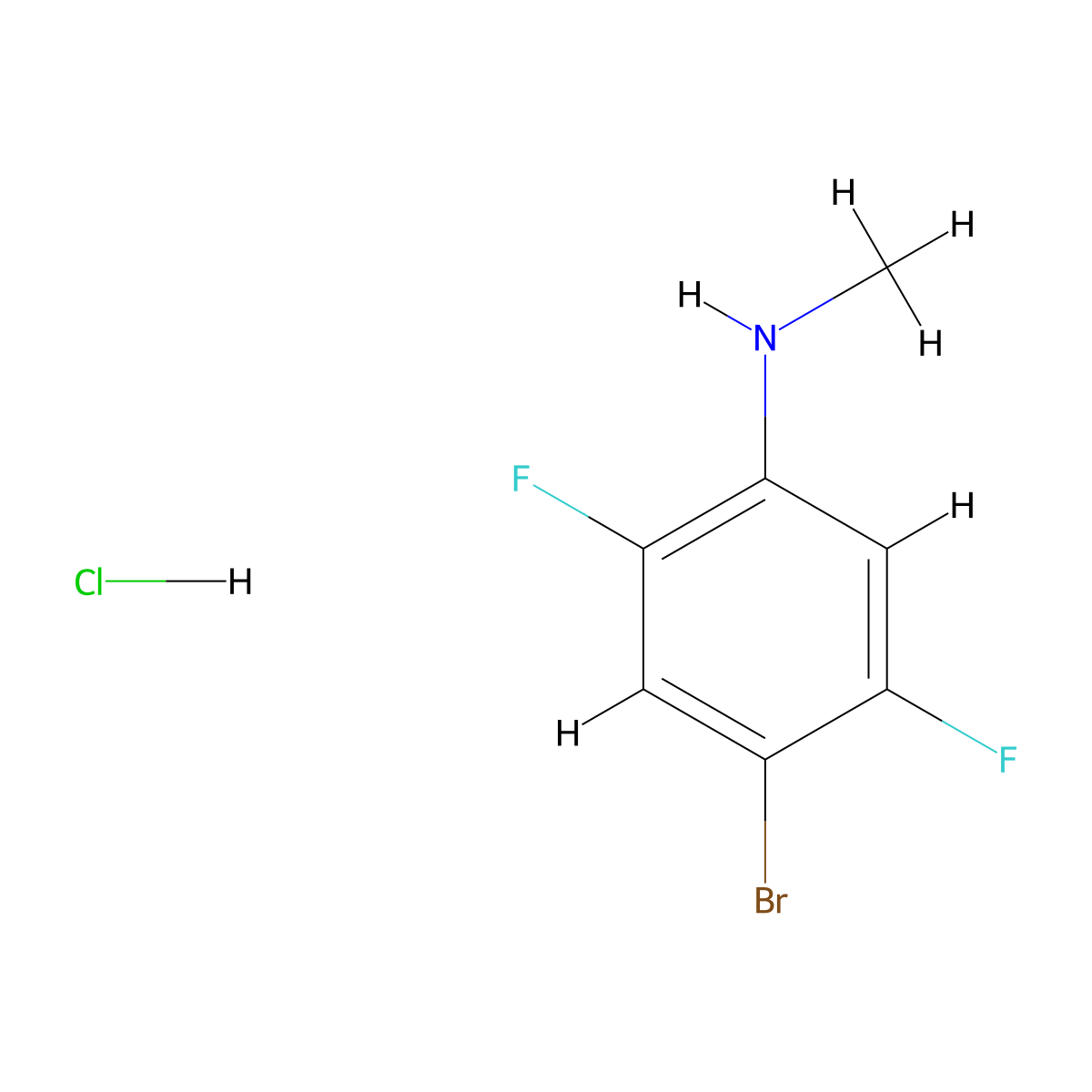 4-bromo-2,5-difluoro-N-methylaniline hydrochloride molecular structure, CAS 2763751-00-2