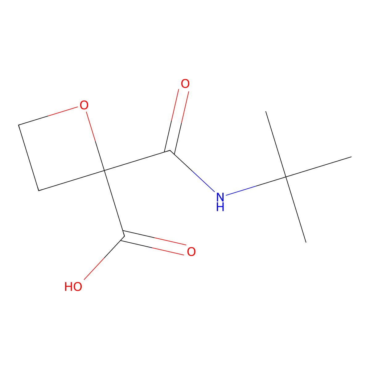 2-(Tert-butylcarbamoyl)oxetane-2-carboxylic acid molecular structure, CAS 2763751-09-1