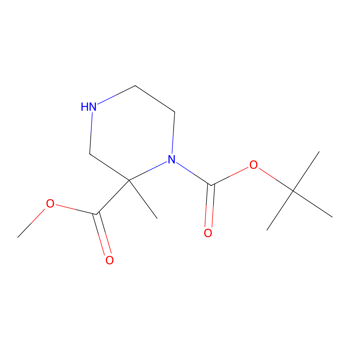1-Tert-butyl 2-methyl 2-methylpiperazine-1,2-dicarboxylate molecular structure, CAS 2763751-10-4